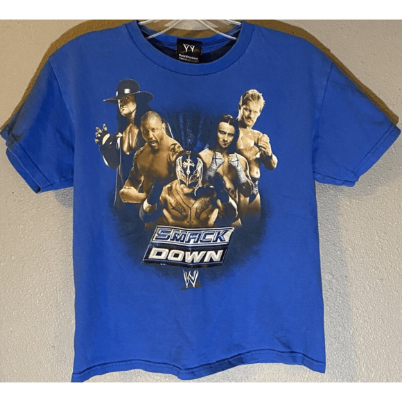 2009 Boy’s WWE Smackdown T-Shirt Blue Sz XL - Picture 2 of 8